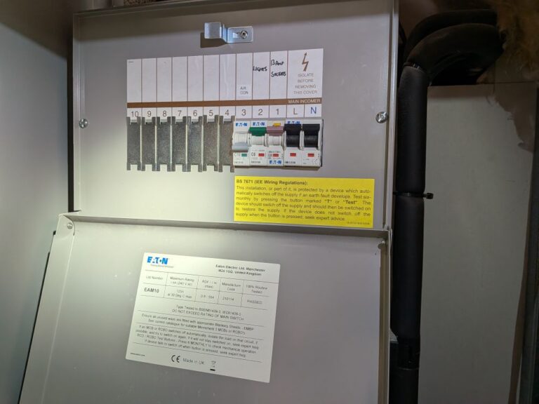 Eaton commercial distribution board feeding the air conditioning circuits