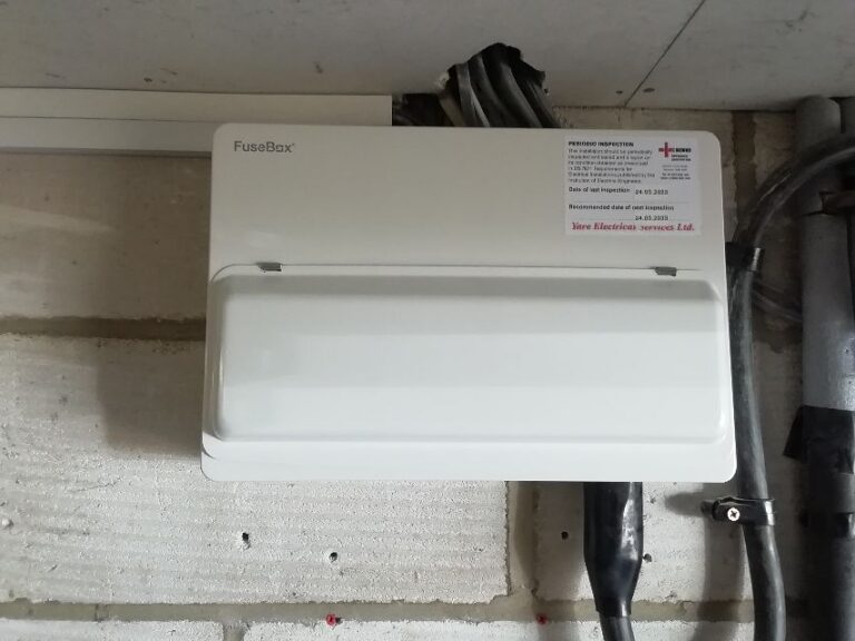The finished annexe consumer unit closed and labelled