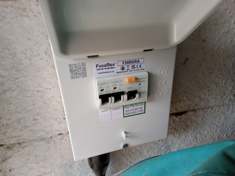 Henley block at the cut-out feeding the new consumer unit