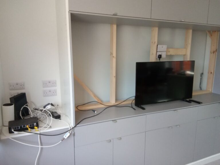 Media Wall — Concealed Sockets & Data Points
